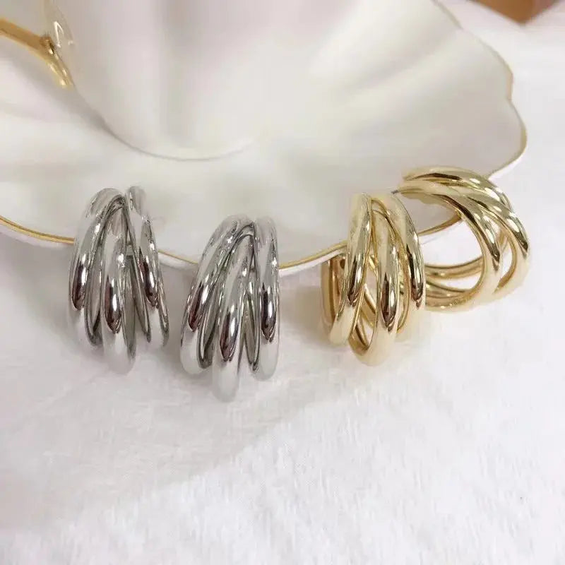 Stainless Steel Circles Hoop Earrings LumeaWomen