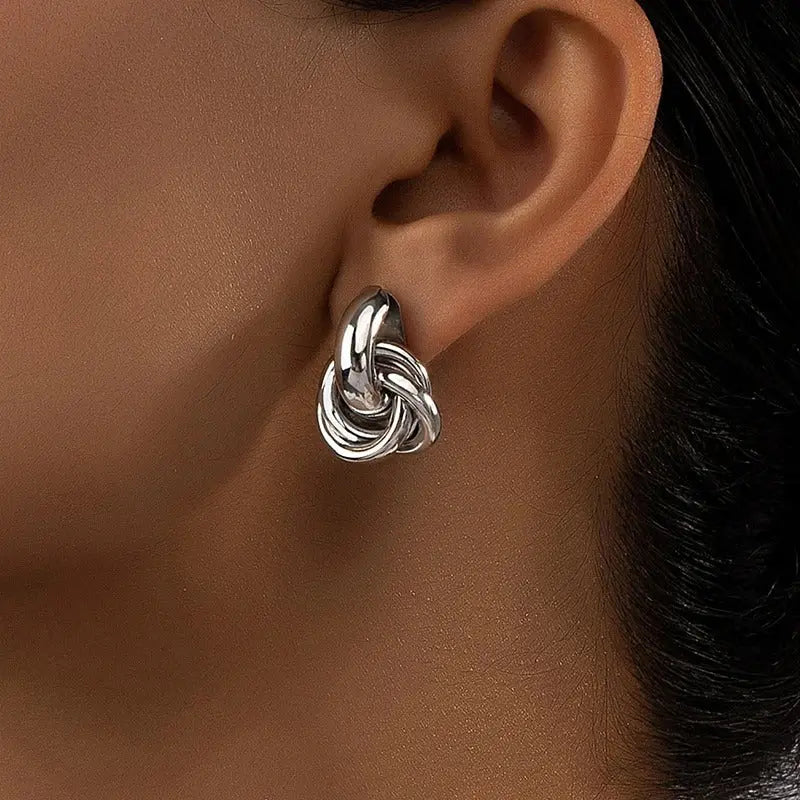 Obega Gold & Silver Knot Hoop Earrings LumeaWomen