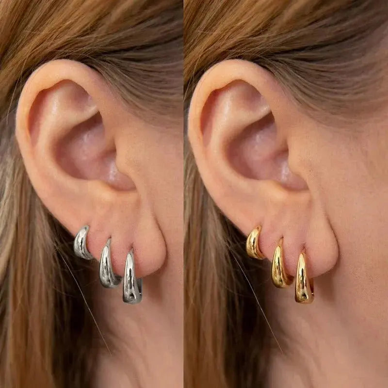 6Pcs/Set Copper Metal Minimalist Huggie Hoop Earrings LumeaWomen