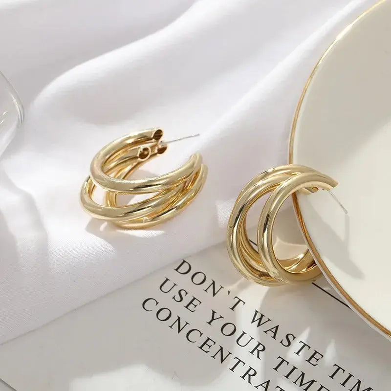 Stainless Steel Circles Hoop Earrings LumeaWomen