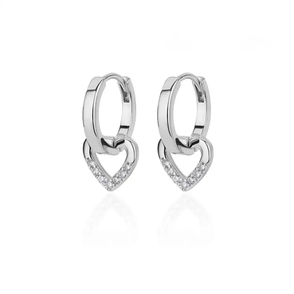 Gold Hollow Heart Zircon Earrings LumeaWomen