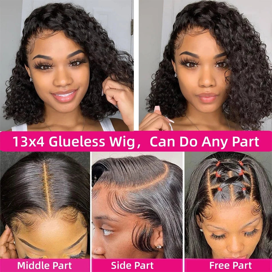 Wear and Go Glueless Kinky Curly Bob Wig - 13x4 Lace Frontal Human Hair Remy Jerry Curl for Women LumeaWomen