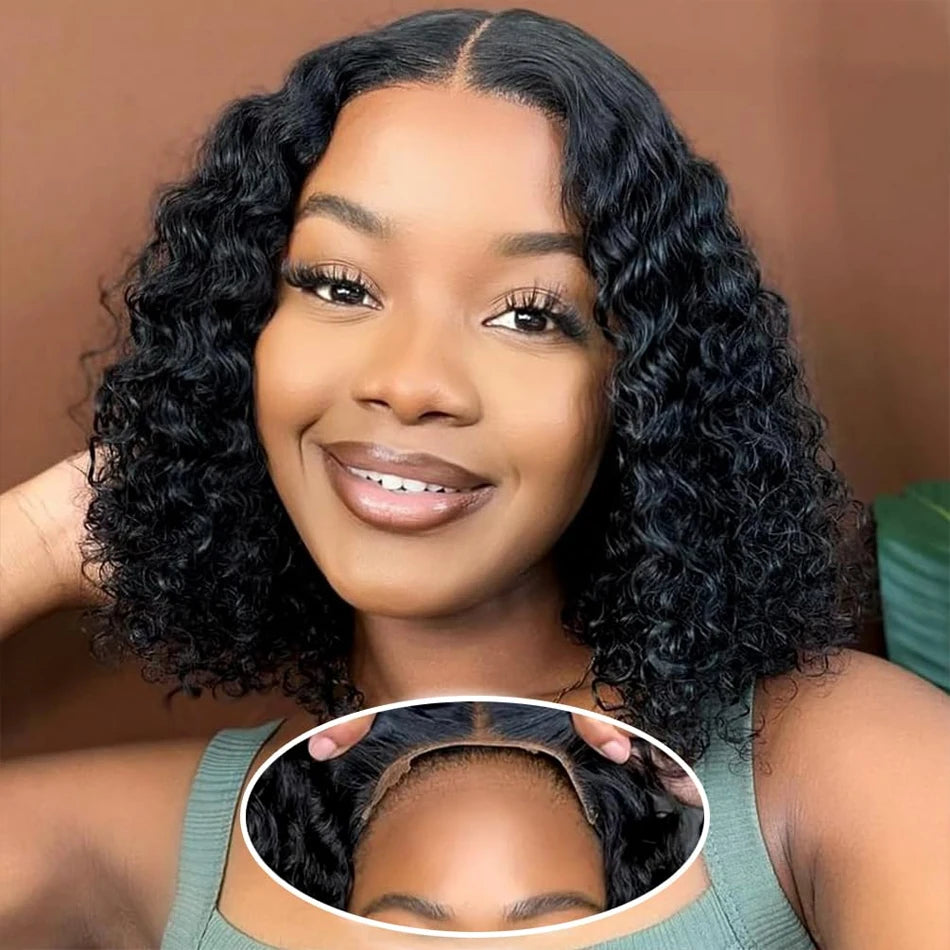Wear and Go Glueless Kinky Curly Bob Wig - 13x4 Lace Frontal Human Hair Remy Jerry Curl for Women LumeaWomen