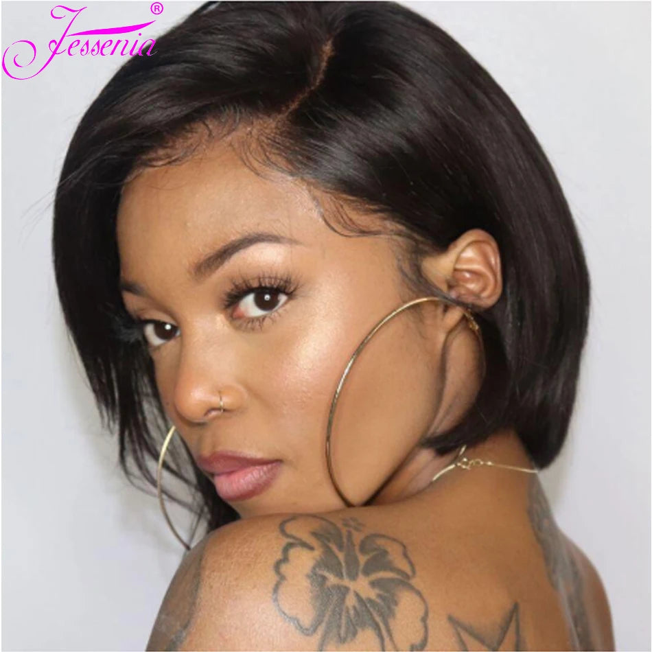 Transparent Pixie Cut Wig - Brazilian Straight Short Bob Human Hair Wig with 13x2 Lace for Women LumeaWomen