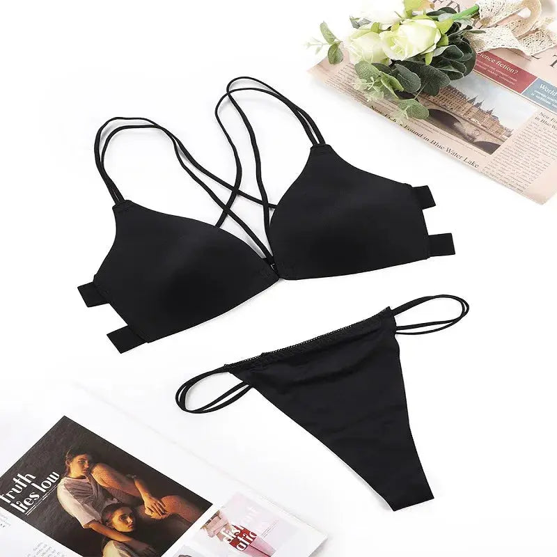 Women Bra And Panties Set Backless Set G-String Seamless Bra Thong Lingerie Set Top Underwear LumeaWomen