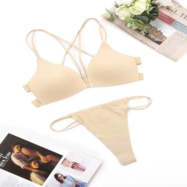 Women Bra And Panties Set Backless Set G-String Seamless Bra Thong Lingerie Set Top Underwear LumeaWomen