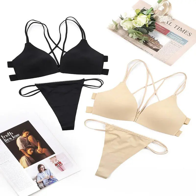 Women Bra And Panties Set Backless Set G-String Seamless Bra Thong Lingerie Set Top Underwear LumeaWomen