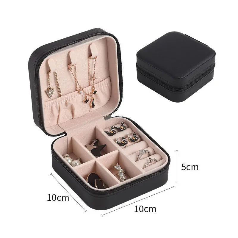 Portable Leather Jewelry Organizer - Travel Case with Zipper for Rings, Necklaces, Earrings & Bracelets LumeaWomen