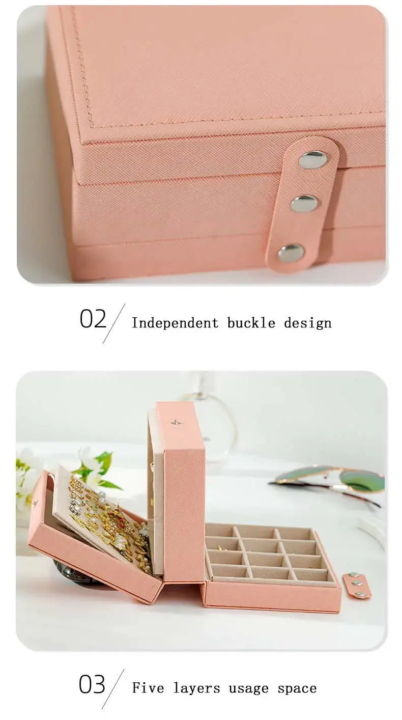 Large Capacity PU Leather Jewelry Storage Box - Portable Travel Organizer for Necklaces, Earrings, Rings & More, Dustproof LumeaWomen