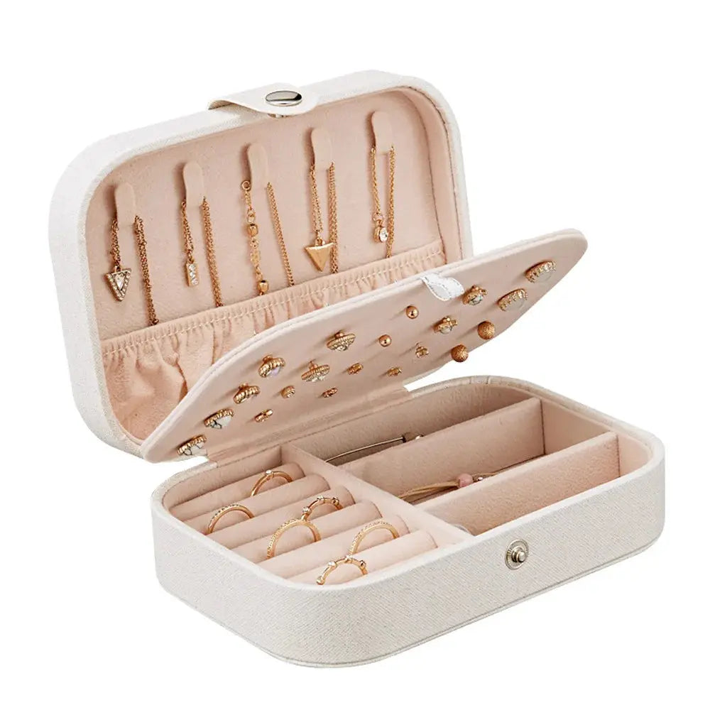 Portable Leather Jewelry Organizer - Travel Case with Zipper for Rings, Necklaces, Earrings & Bracelets LumeaWomen