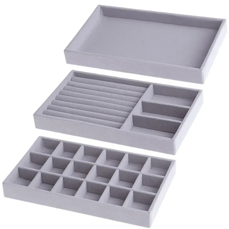 Soft Velvet Stackable Jewelry Tray - Portable Organizer for Rings, Earrings, Necklaces & Bracelets LumeaWomen