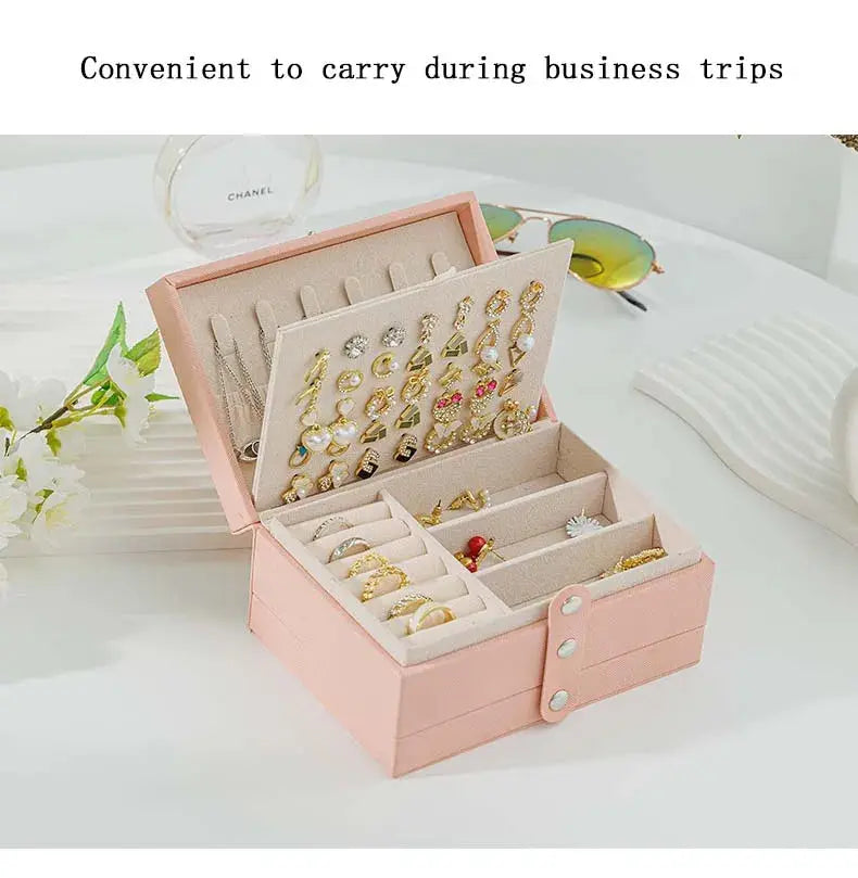 Large Capacity PU Leather Jewelry Storage Box - Portable Travel Organizer for Necklaces, Earrings, Rings & More, Dustproof LumeaWomen