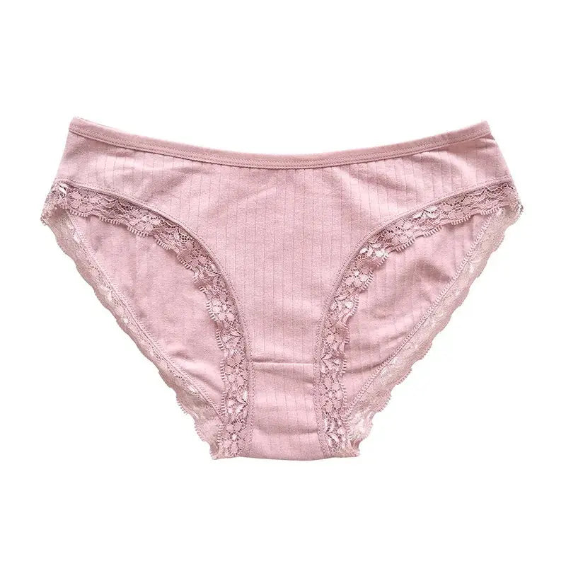 3Pcs/Set Cotton Lace Panties for Women – Soft Solid Color Briefs, M-XL, Underwear LumeaWomen