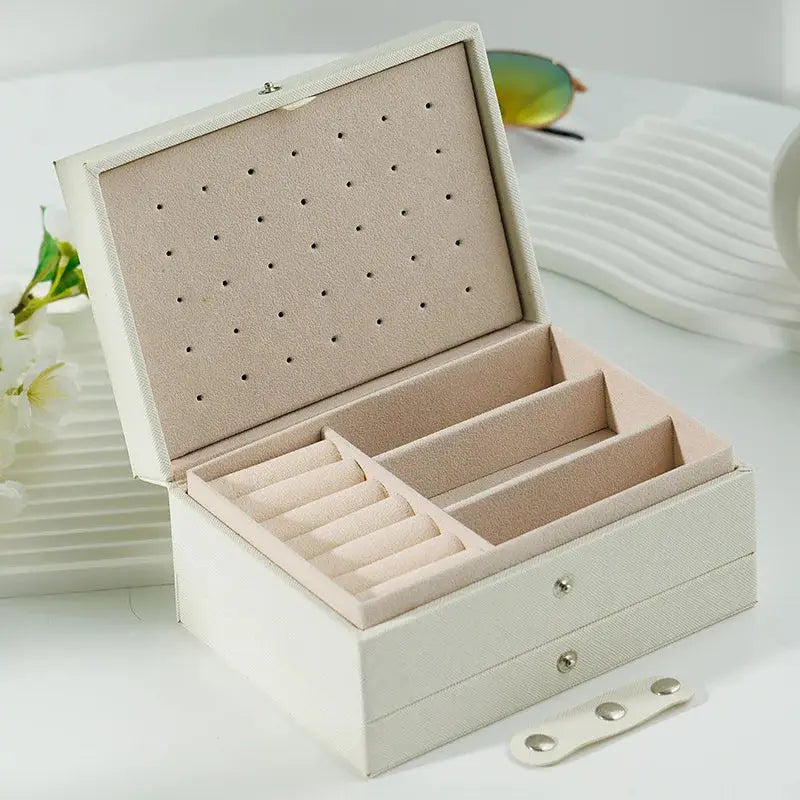 Large Capacity PU Leather Jewelry Storage Box - Portable Travel Organizer for Necklaces, Earrings, Rings & More, Dustproof LumeaWomen