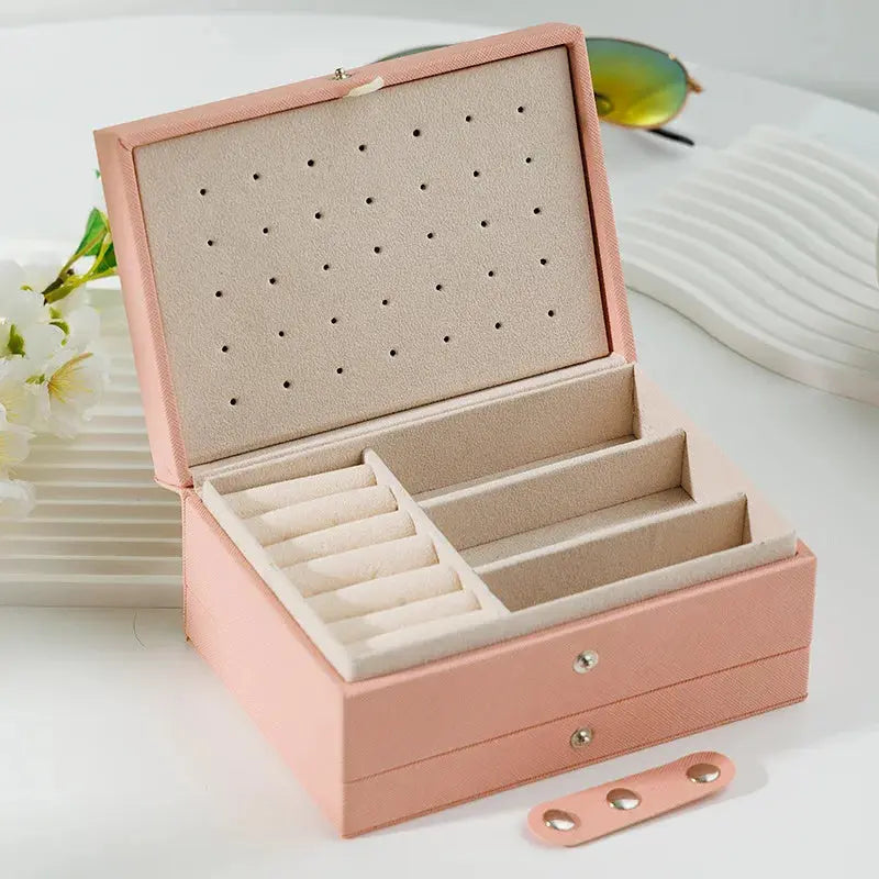 Large Capacity PU Leather Jewelry Storage Box - Portable Travel Organizer for Necklaces, Earrings, Rings & More, Dustproof LumeaWomen