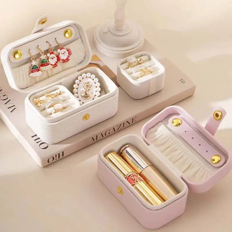 Exquisite PU Leather Jewelry Box - Minimalist Travel Organizer for Rings, Necklaces, Earrings LumeaWomen