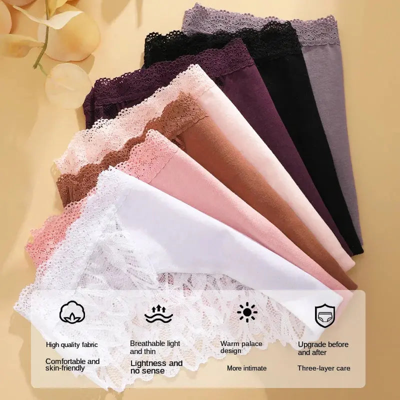 4PCS/Set Floral Lace Panties – Women's Breathable Low Rise Briefs, Soft Solid Color Underwear & Lingerie LumeaWomen