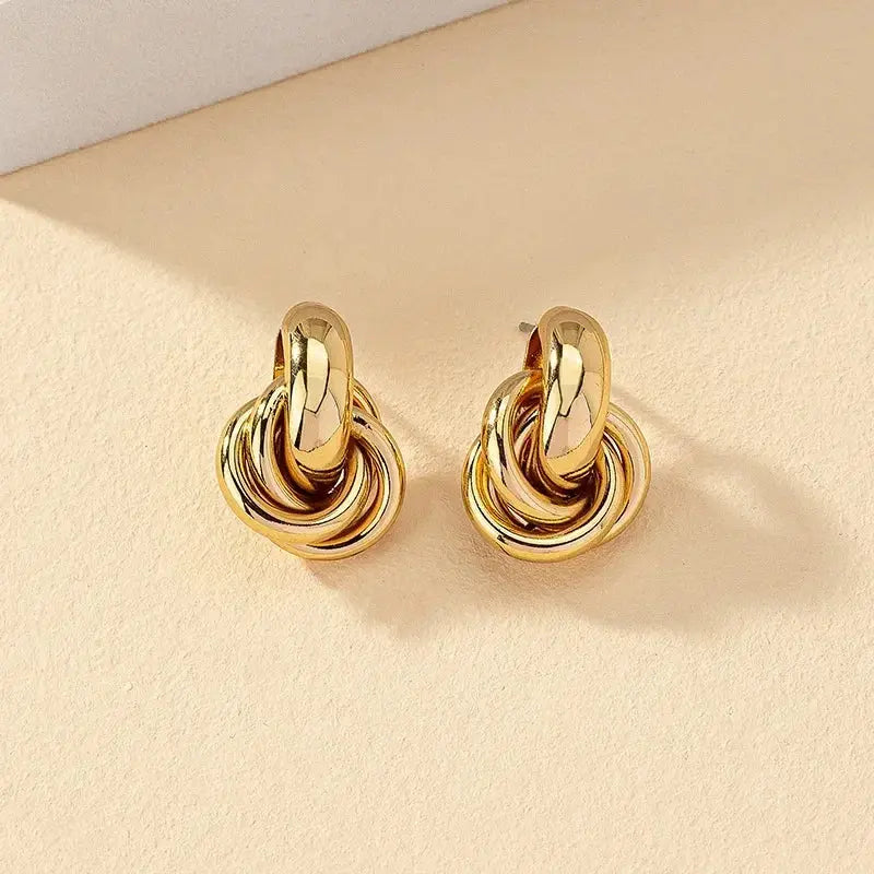 Trendy Gold & Silver Knot Hoop Earrings LumeaWomen