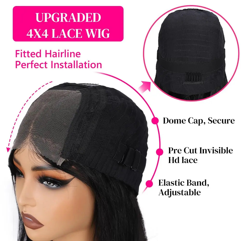High Density Virgin Brazilian Human Hair Bob Wig - Glueless 4x4 Lace Front for Natural Look LumeaWomen