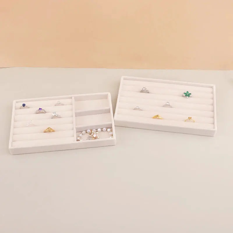 Stackable Velvet Jewelry Tray - Practical Beige Storage Drawer for Rings and Earrings LumeaWomen