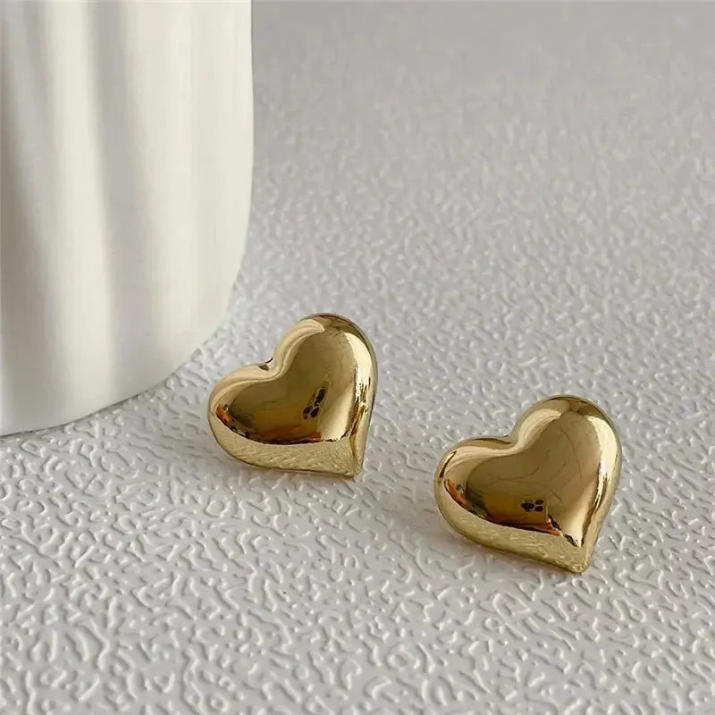 Minimalist Gold Heart Stud Earrings LumeaWomen
