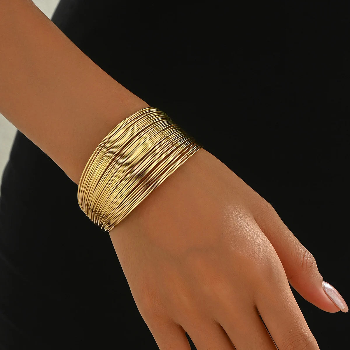 Wide Punk Cuff Bracelet for Women – Adjustable Open Bangle, Trendy Rock Chic Jewelry LumeaWomen