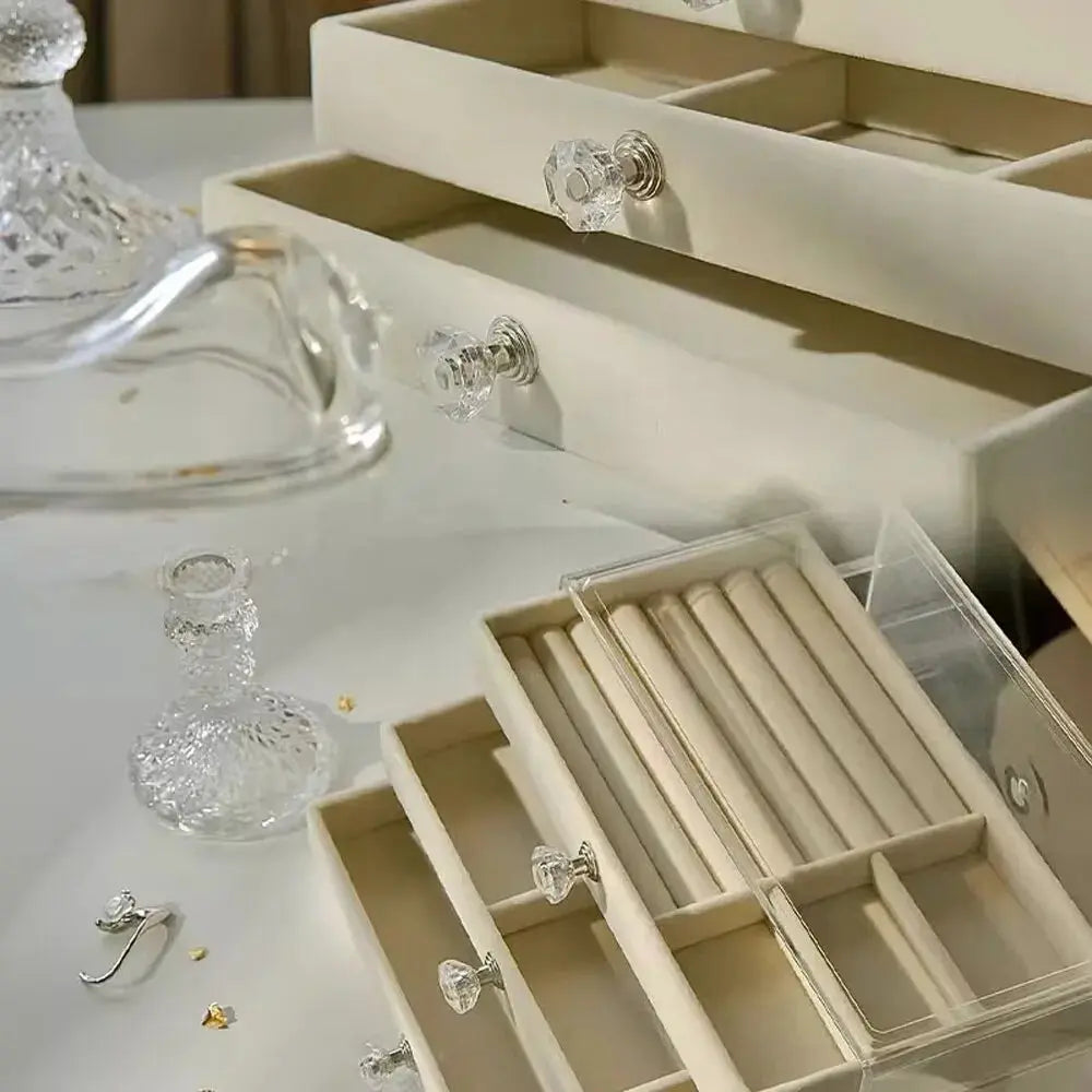Elegant Three-Layer Flannel Jewelry Box with Drawers - Ideal Storage for Necklaces, Earrings, and Rings LumeaWomen