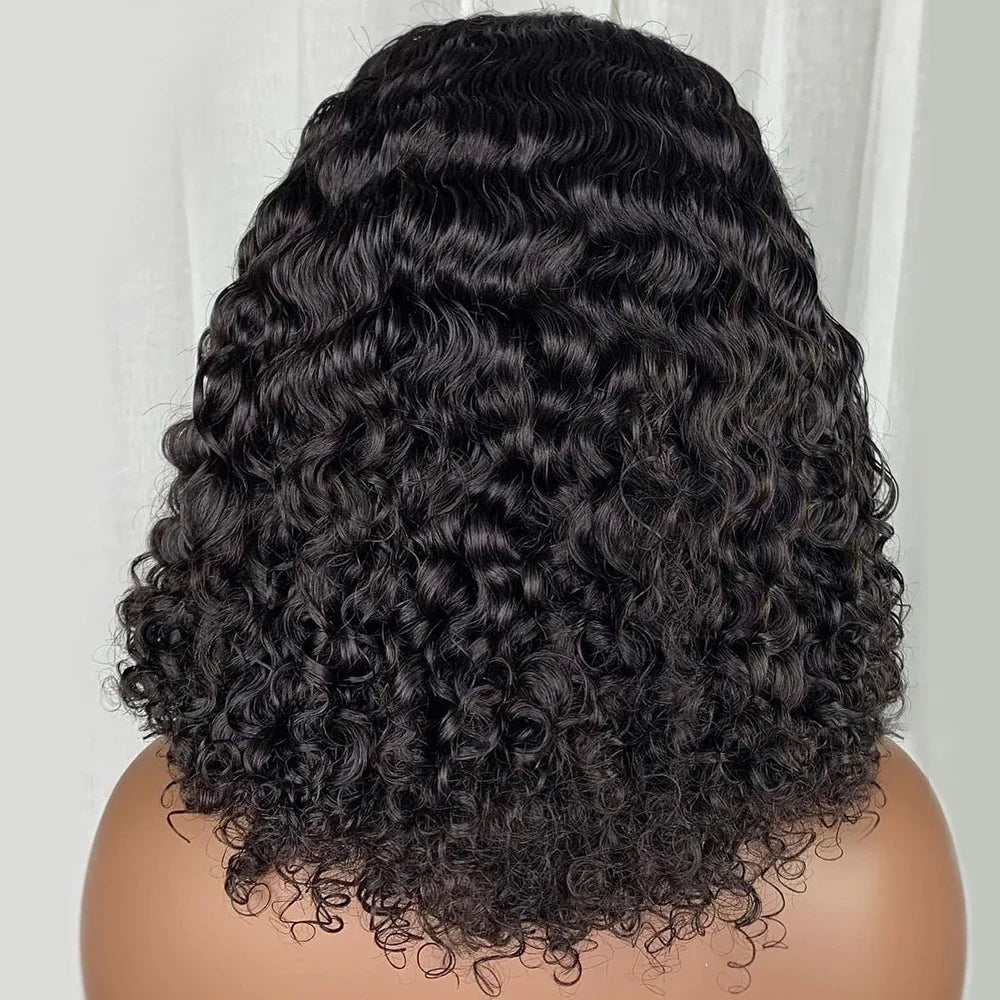 Glueless Deep Curly Bob Wig - 13x4 Brazilian Water Wave Lace Frontal Human Hair Wig for Women LumeaWomen