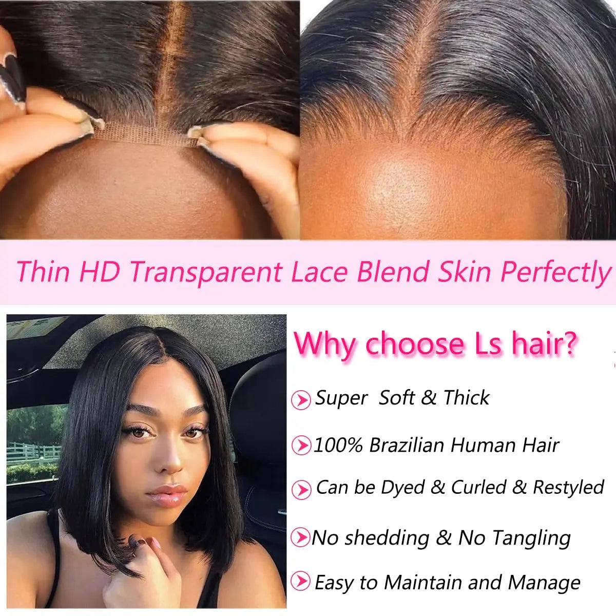 High Density Virgin Brazilian Human Hair Bob Wig - Glueless 4x4 Lace Front for Natural Look LumeaWomen