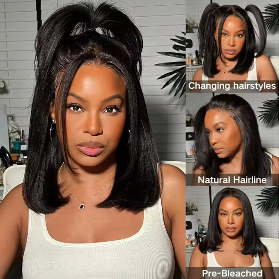 Wear and Go Glueless Bob Wig - Human Hair Straight Pre-Cut Lace Frontal Air Wig for Women LumeaWomen