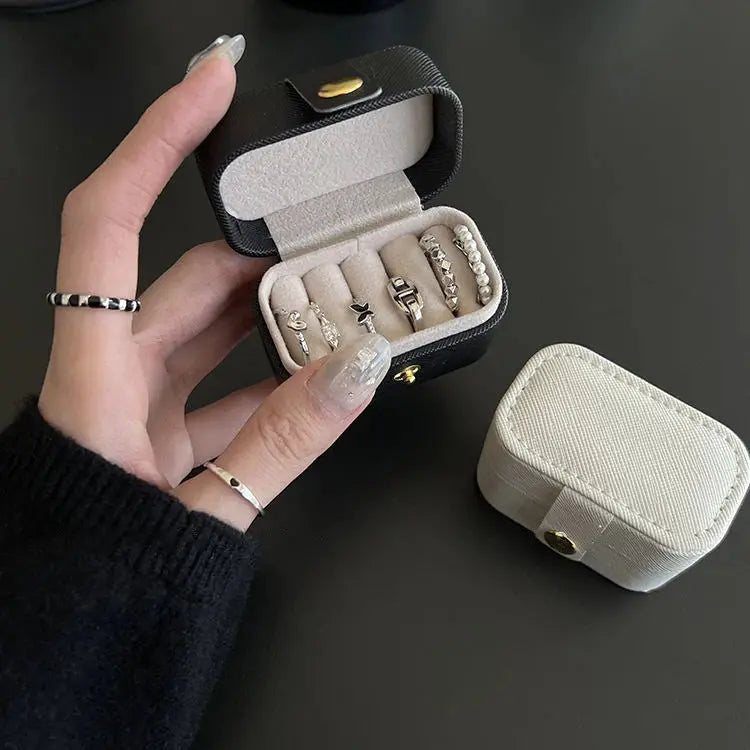 Mini Portable Small Jewelry Storage Bag Travel Simple Leather Ring Necklace Earrings Storage Box Organizer Display Gift Box LumeaWomen