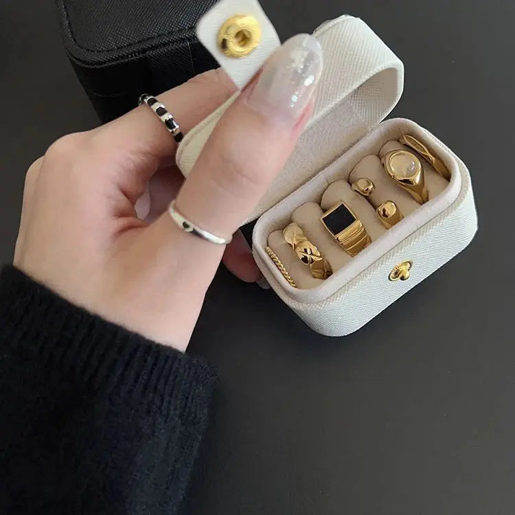 Mini Portable Small Jewelry Storage Bag Travel Simple Leather Ring Necklace Earrings Storage Box Organizer Display Gift Box LumeaWomen