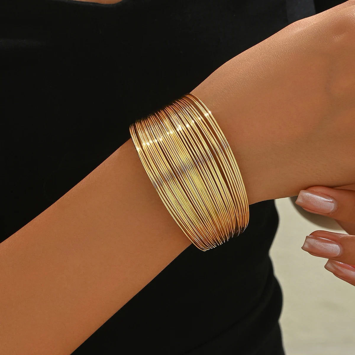Wide Punk Cuff Bracelet for Women – Adjustable Open Bangle, Trendy Rock Chic Jewelry LumeaWomen