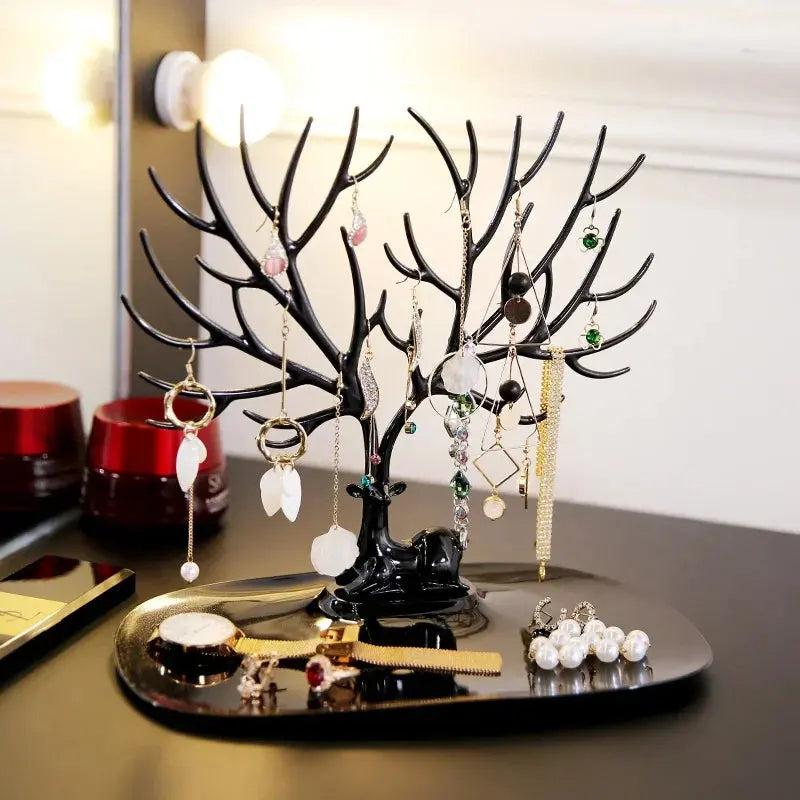 Jewelry Display Stand & Tray – Tree Storage Rack for Earrings, Necklaces, Rings, Makeup Organizer, Desktop Jewelry Box Case LumeaWomen