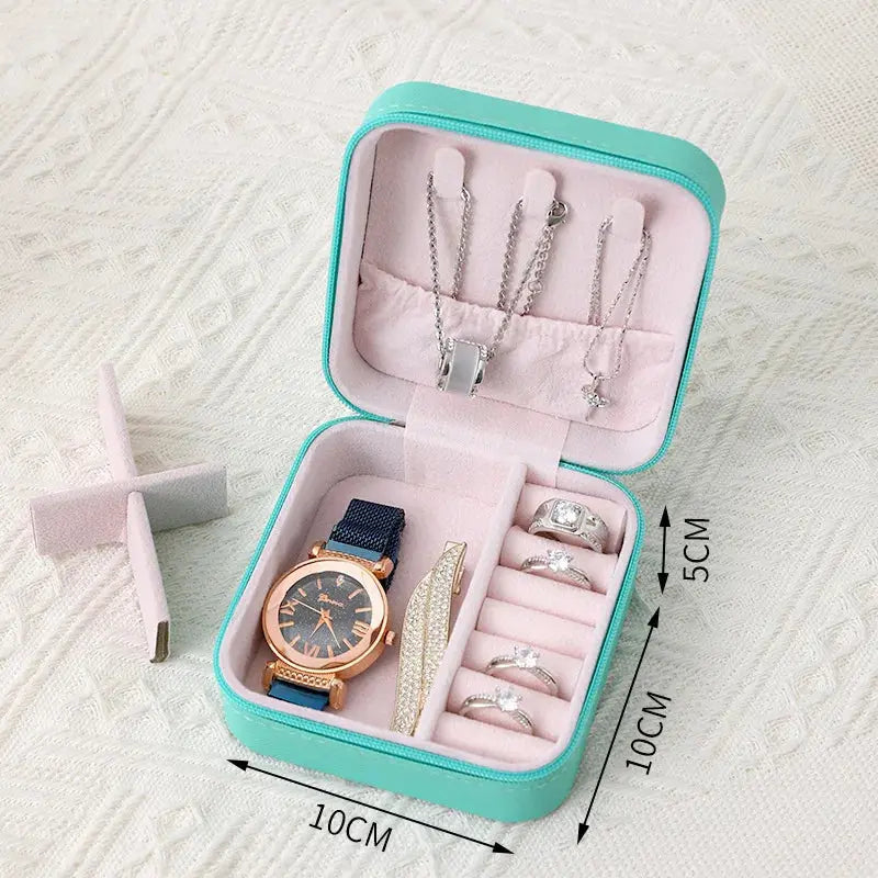 Portable Leather Jewelry Organizer - Travel Case with Zipper for Rings, Necklaces, Earrings & Bracelets LumeaWomen