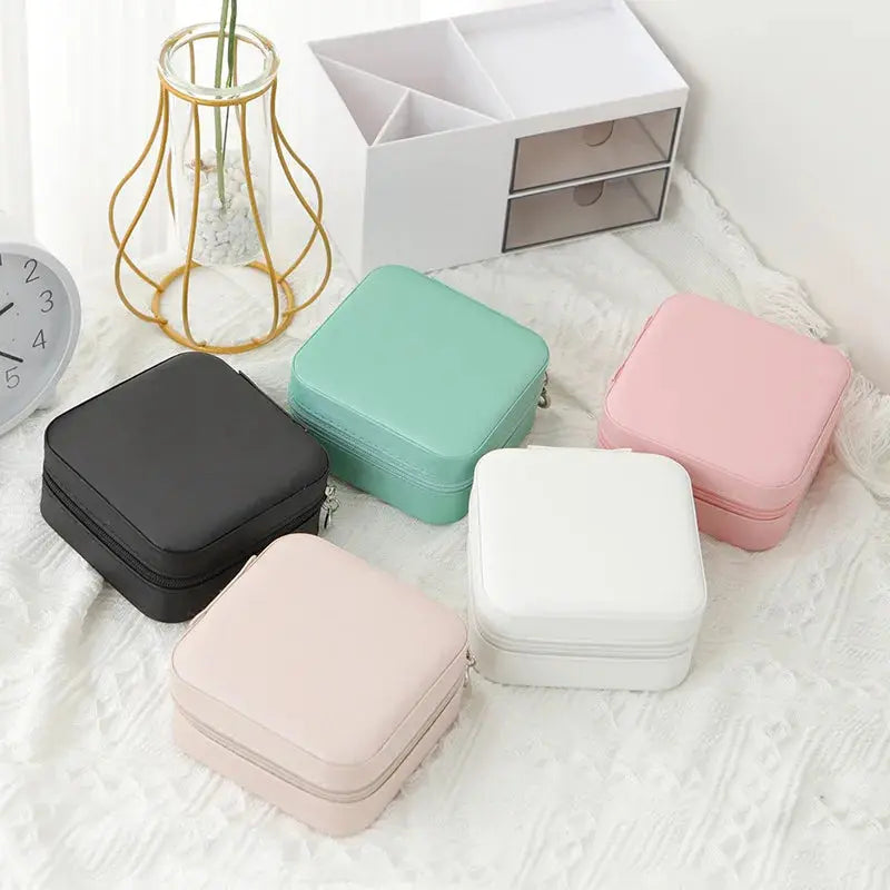 Smooth PU Leather Jewelry Box – Small Portable Travel Organizer, Custom Storage Case for Women & Girls LumeaWomen