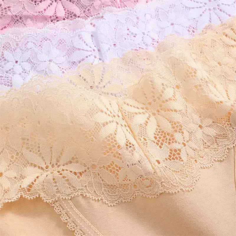 Lace Panties Women Cotton Briefs Female Comfortable Underwear 4PCS/Set Elstice Solid Color Panties Female Low Rise Lingerie LumeaWomen