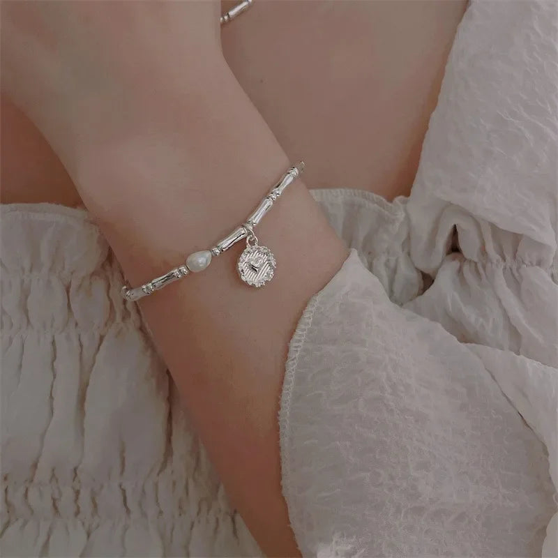 925 Sterling Silver Pearl Bracelet – Elegant Knotted Bead Charm Jewelry for Women LumeaWomen