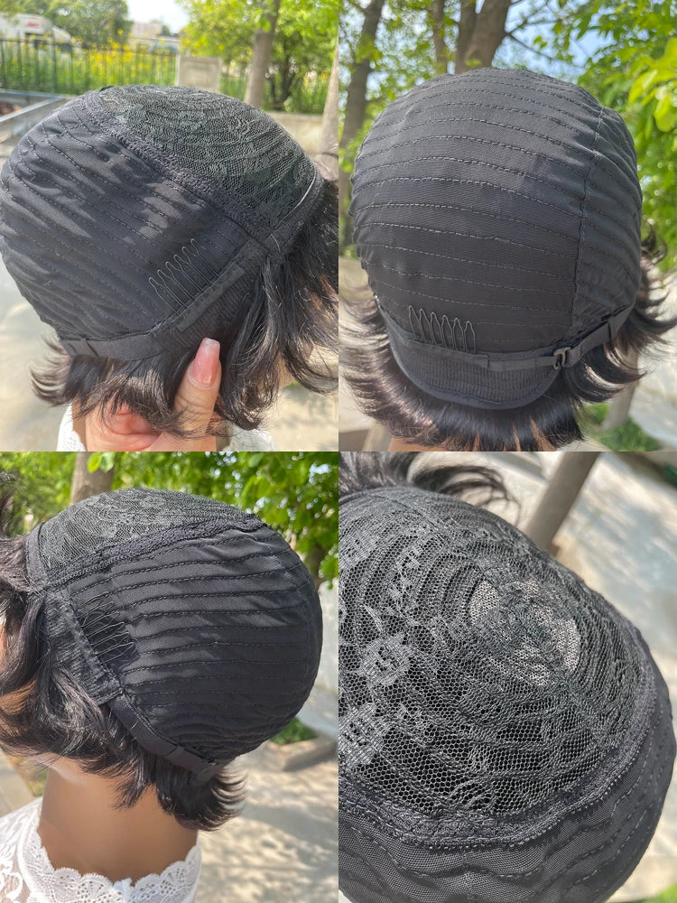 Machine Made Pixie Cut Wig - Human Hair Short Wig with Bangs for Black Women LumeaWomen