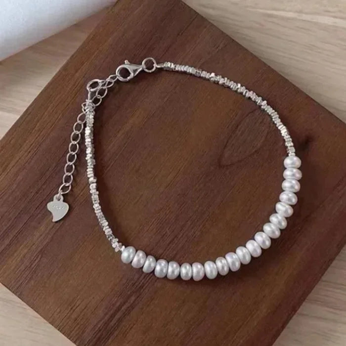 925 Sterling Silver Pearl Bracelet – Elegant Knotted Bead Charm Jewelry for Women LumeaWomen