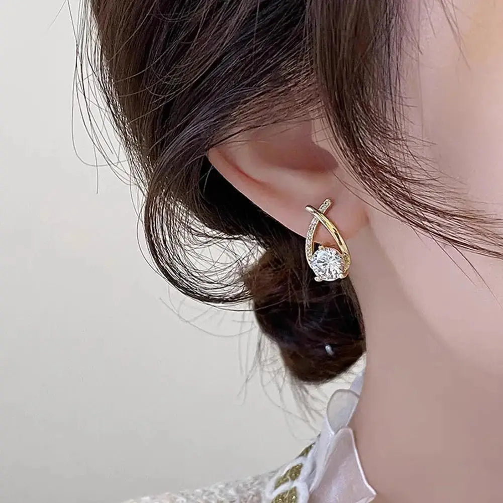 Elegant Crystal Cross Stud Earrings LumeaWomen