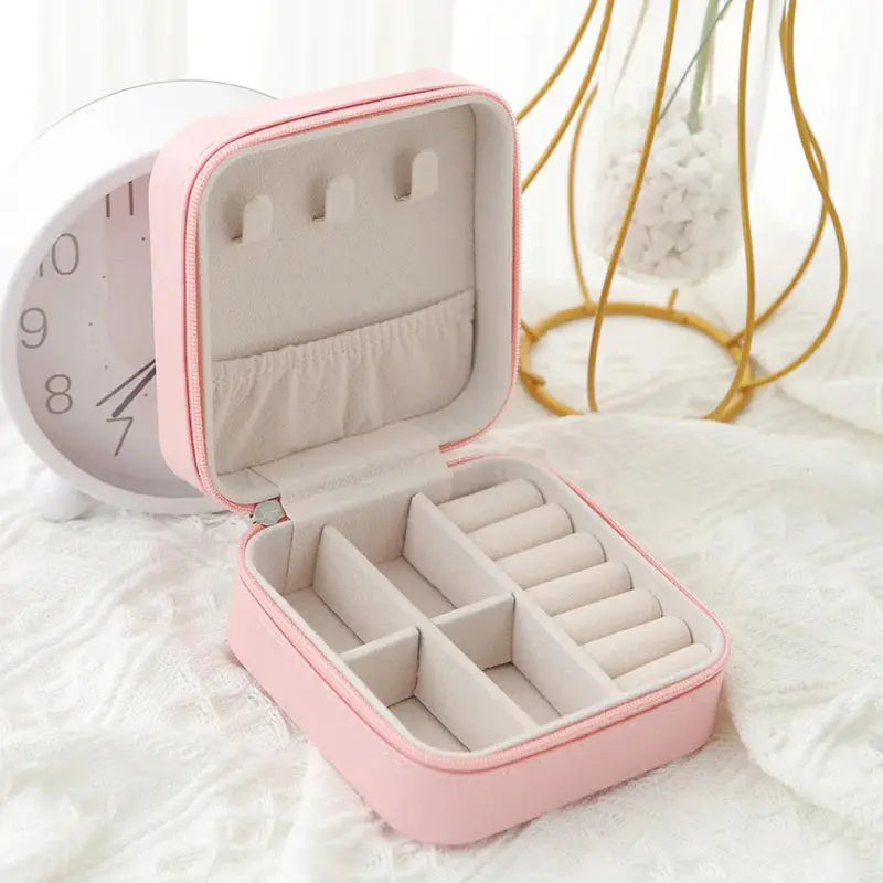 Smooth PU Leather Jewelry Box – Small Portable Travel Organizer, Custom Storage Case for Women & Girls LumeaWomen