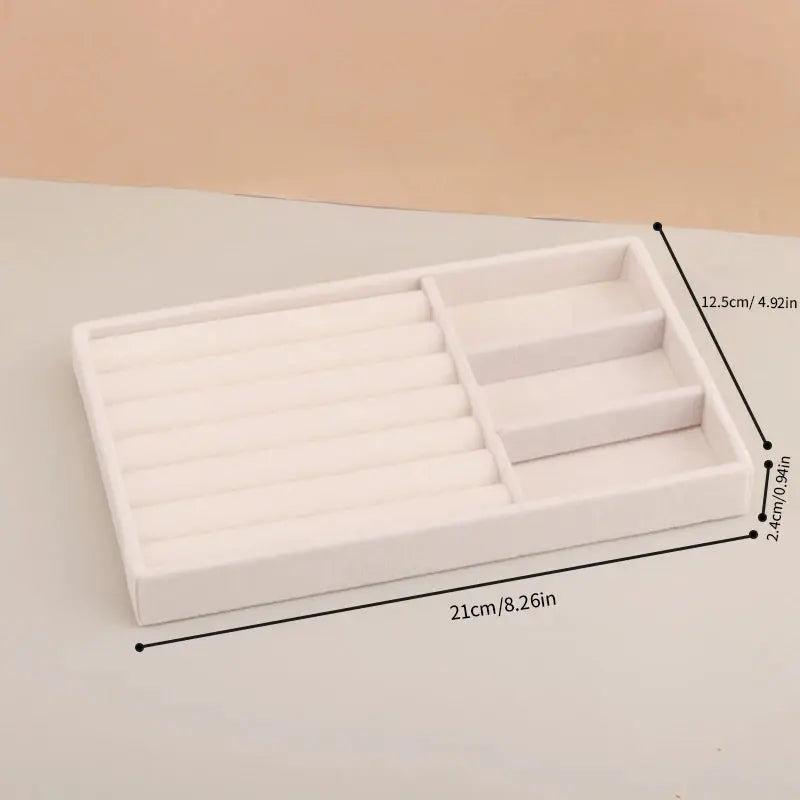 Stackable Velvet Jewelry Tray - Practical Beige Storage Drawer for Rings and Earrings LumeaWomen