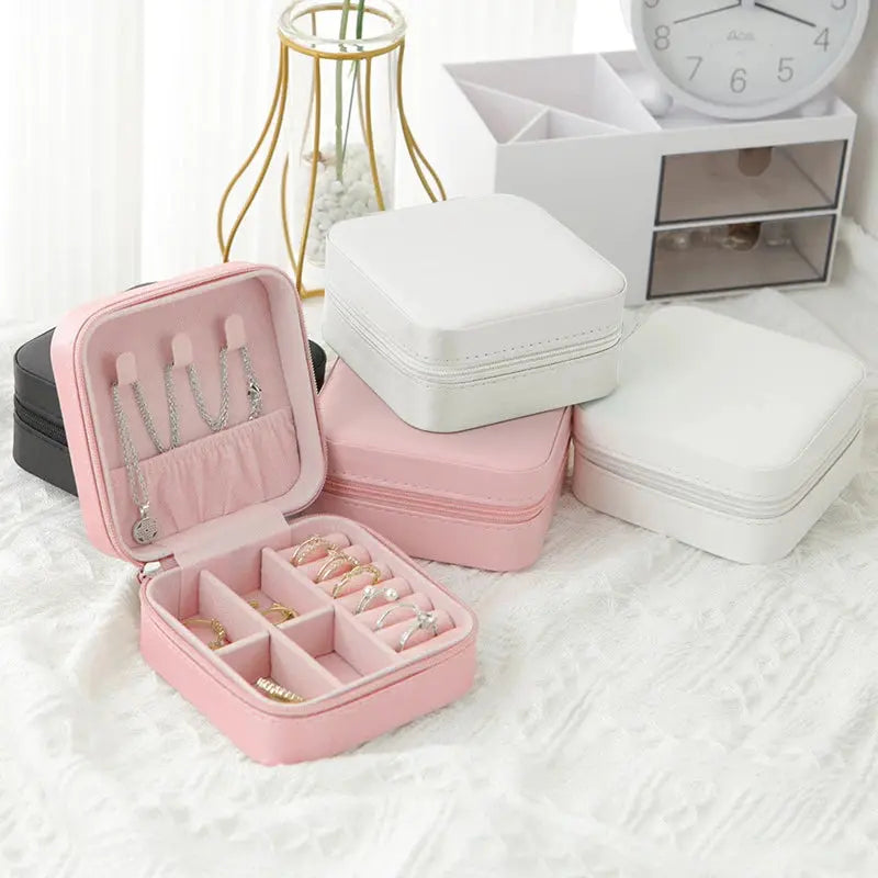 Smooth PU Leather Jewelry Box – Small Portable Travel Organizer, Custom Storage Case for Women & Girls LumeaWomen
