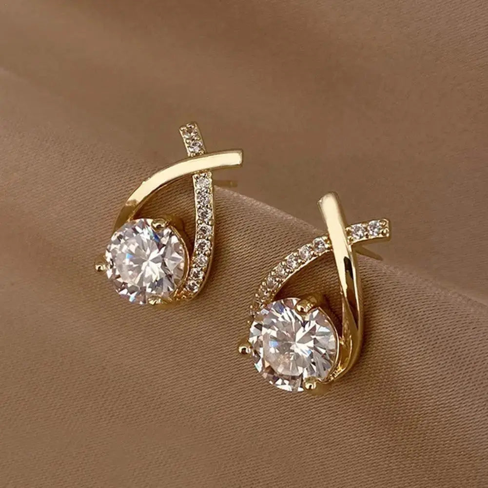 Elegant Crystal Cross Stud Earrings LumeaWomen