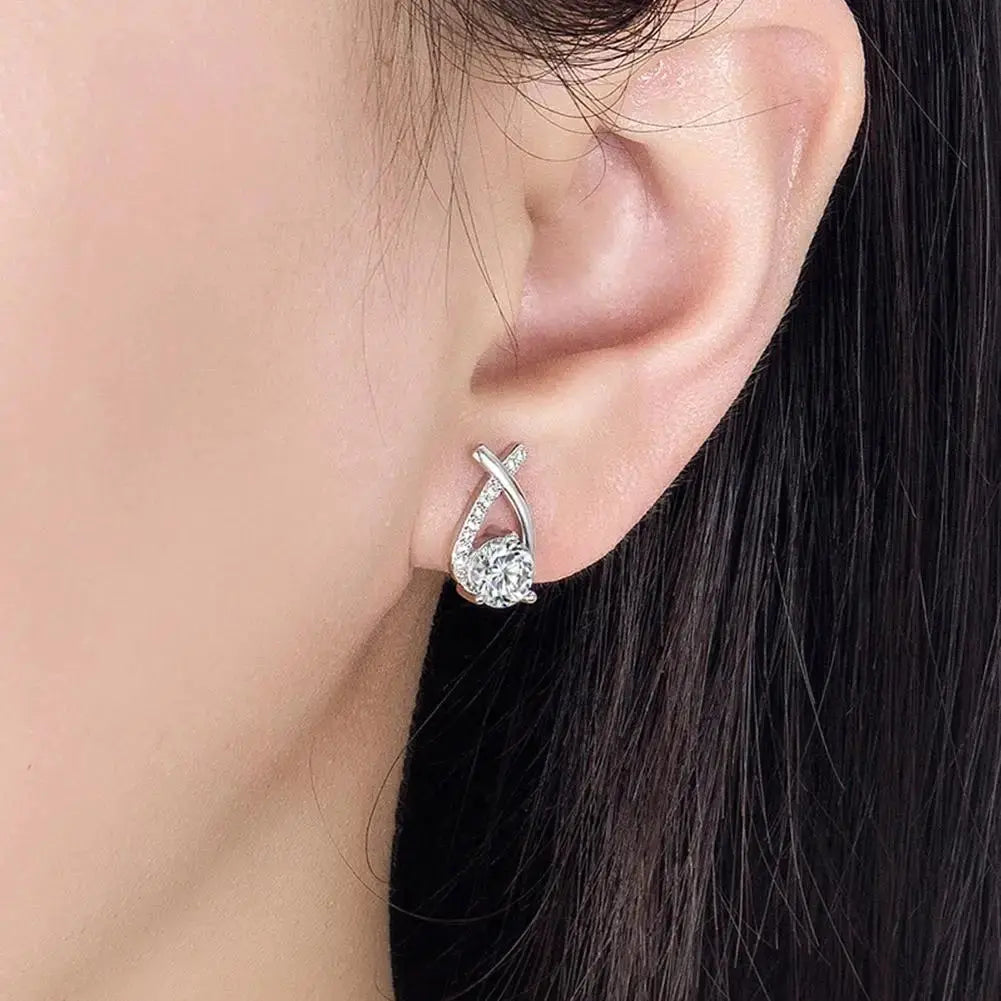 Elegant Crystal Cross Stud Earrings LumeaWomen