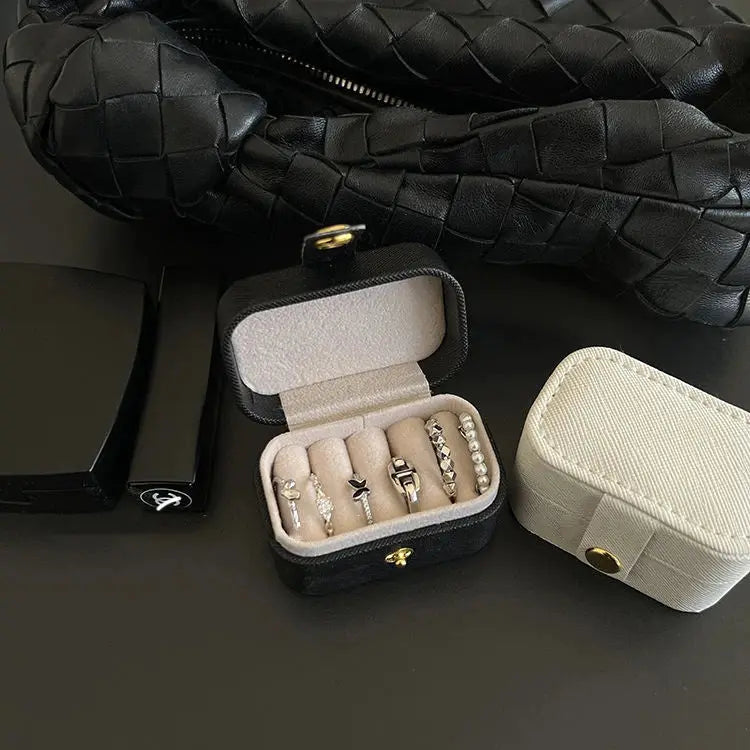 Mini Portable Small Jewelry Storage Bag Travel Simple Leather Ring Necklace Earrings Storage Box Organizer Display Gift Box LumeaWomen