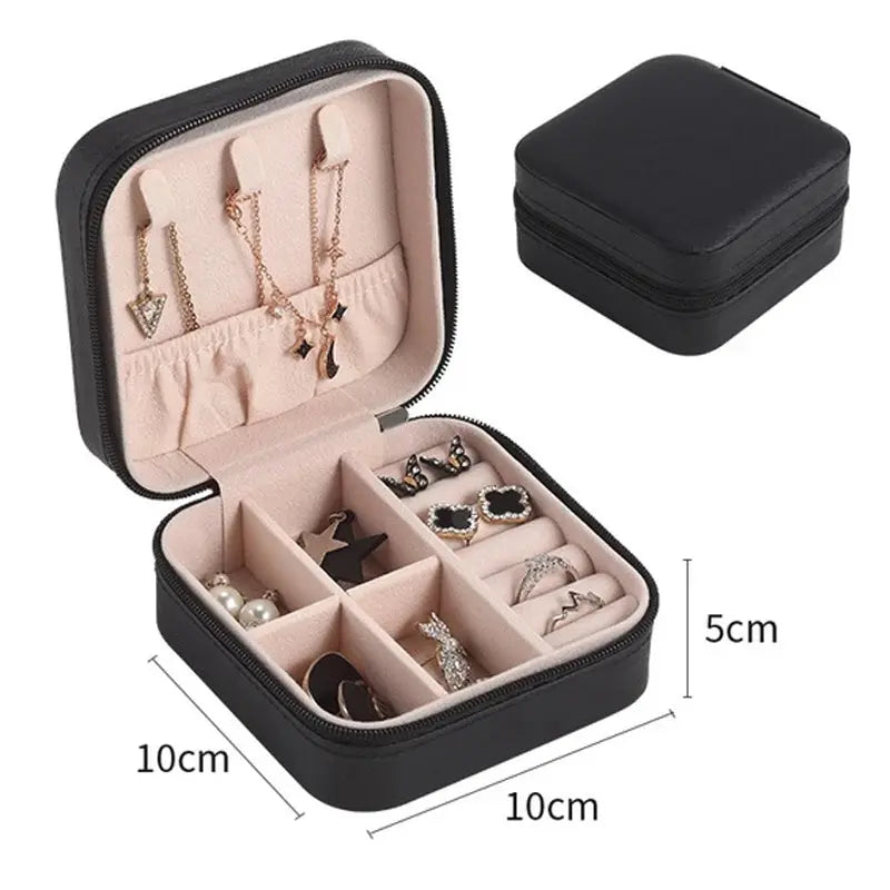 Smooth PU Leather Jewelry Box – Small Portable Travel Organizer, Custom Storage Case for Women & Girls LumeaWomen