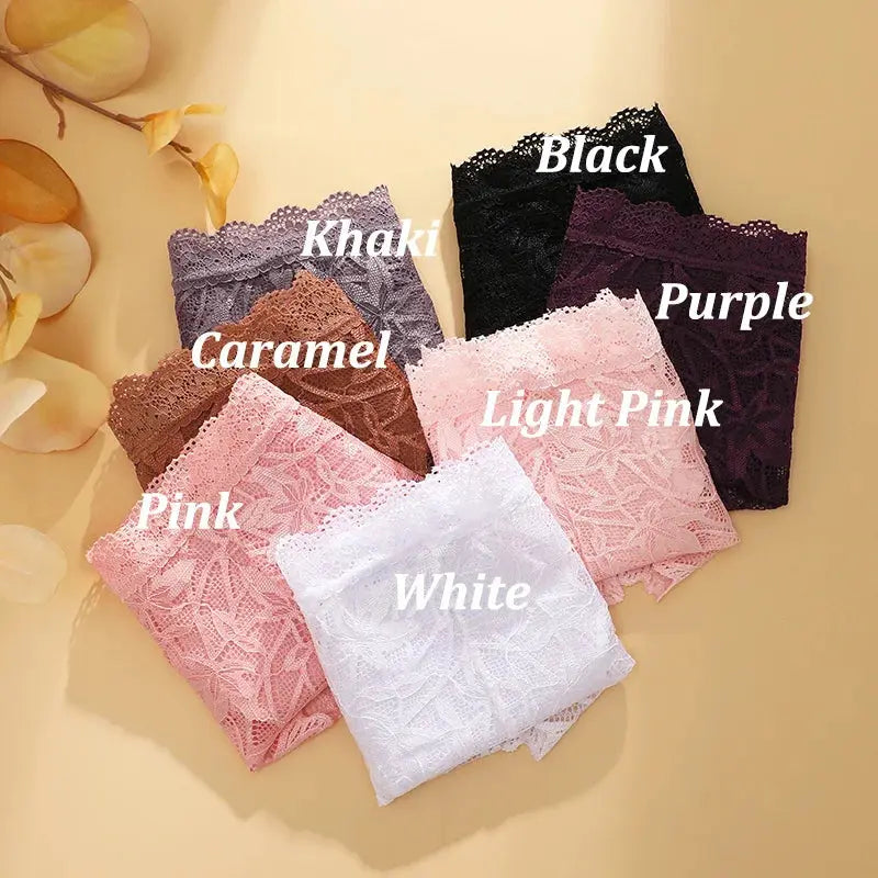 4PCS/Set Floral Lace Panties – Women's Breathable Low Rise Briefs, Soft Solid Color Underwear & Lingerie LumeaWomen