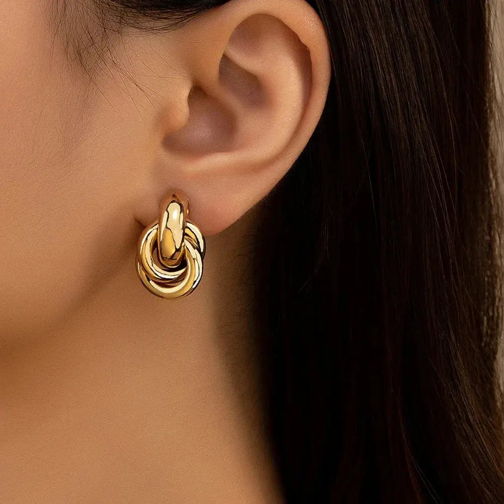 Trendy Gold & Silver Knot Hoop Earrings LumeaWomen
